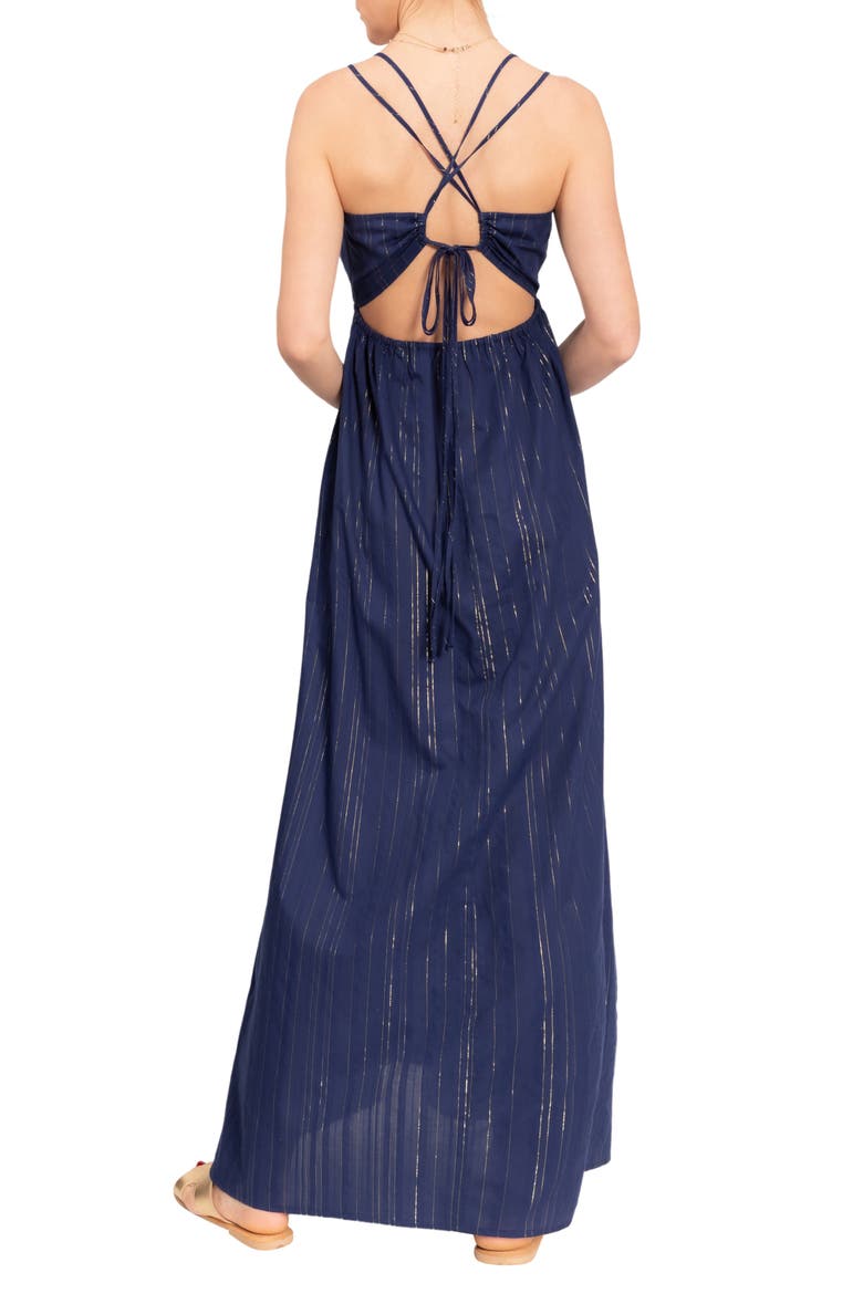 Hazel Long Cotton Nightgown, Alternate, color, MIDNIGHT SHIMMER