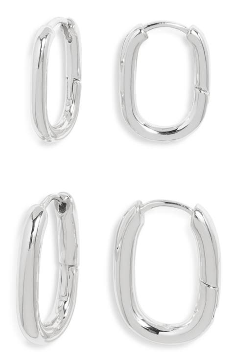 Set of 2 Oval Hoop Earrings