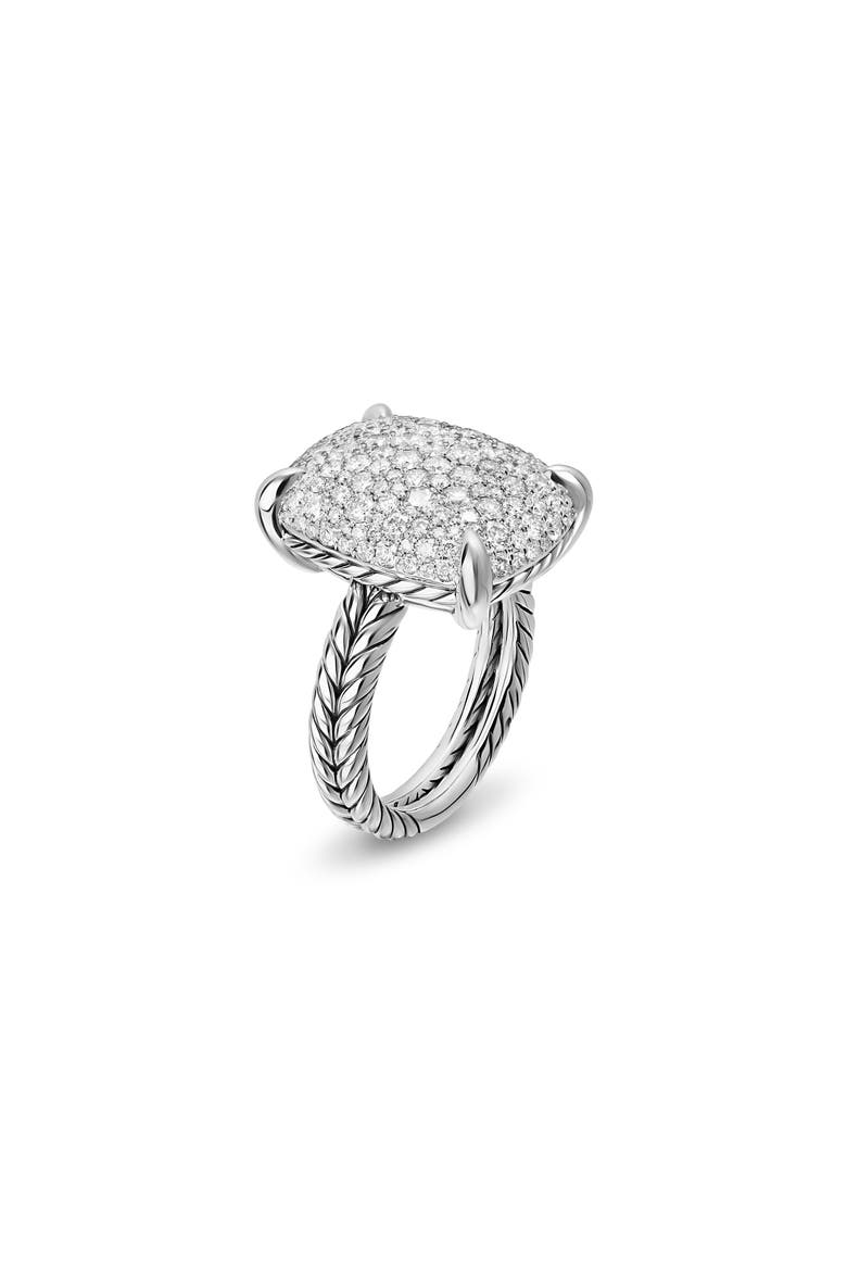 Chatelaine® Elongated Ring, Sterling Silver with Diamonds, 19mm, Alternate, color, SILVER PAVE