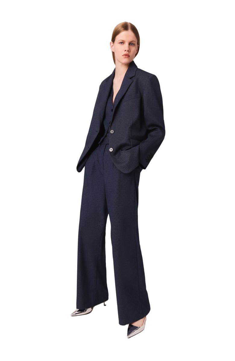 maje Structured rhinestone suit blazer, Alternate, color, Blue