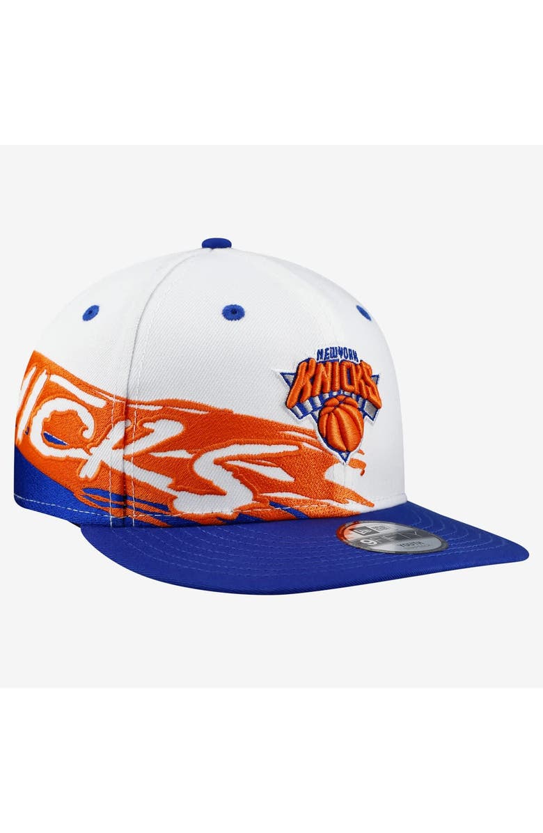 New Era Youth New Era White/Blue New York Knicks Swept 9FIFTY Snapback Hat, Main, color, White