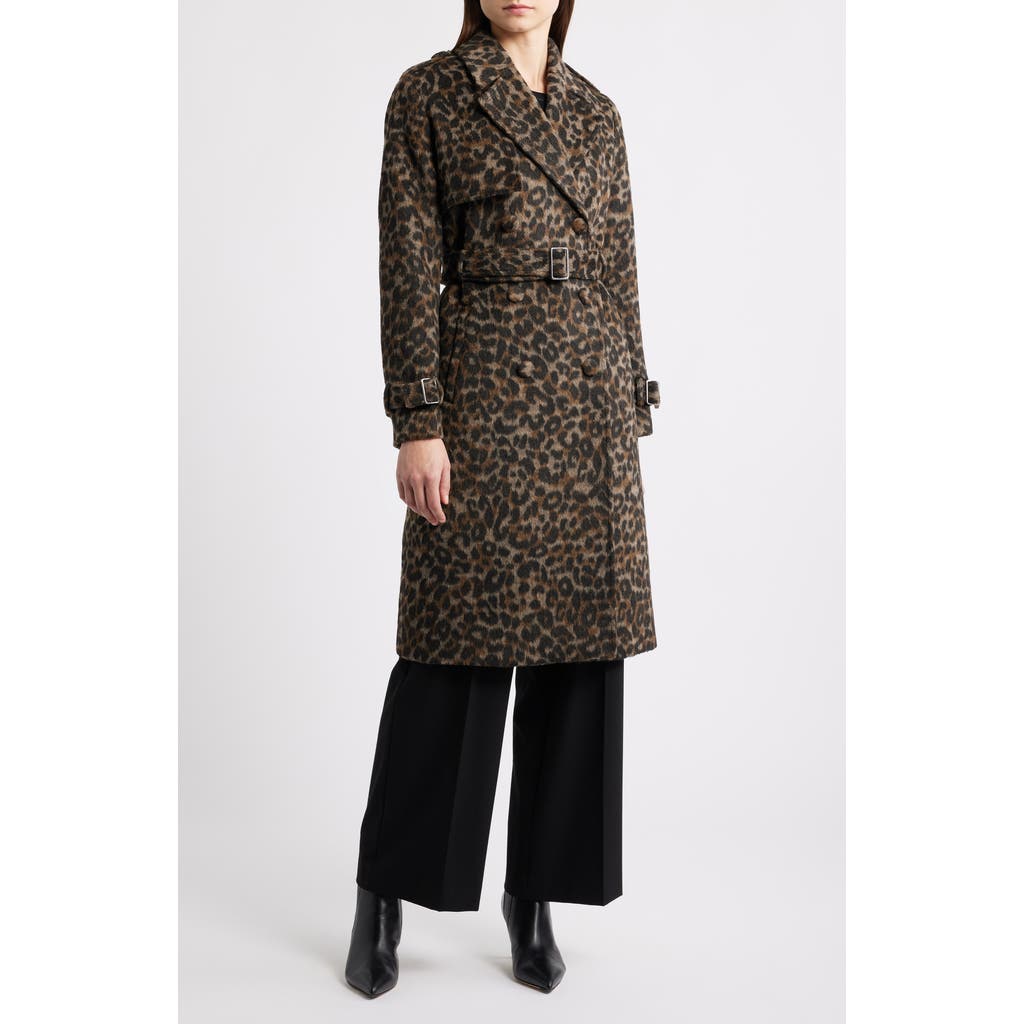 Elie Tahari The Courtney Leopard Print Belted Coat In Multi