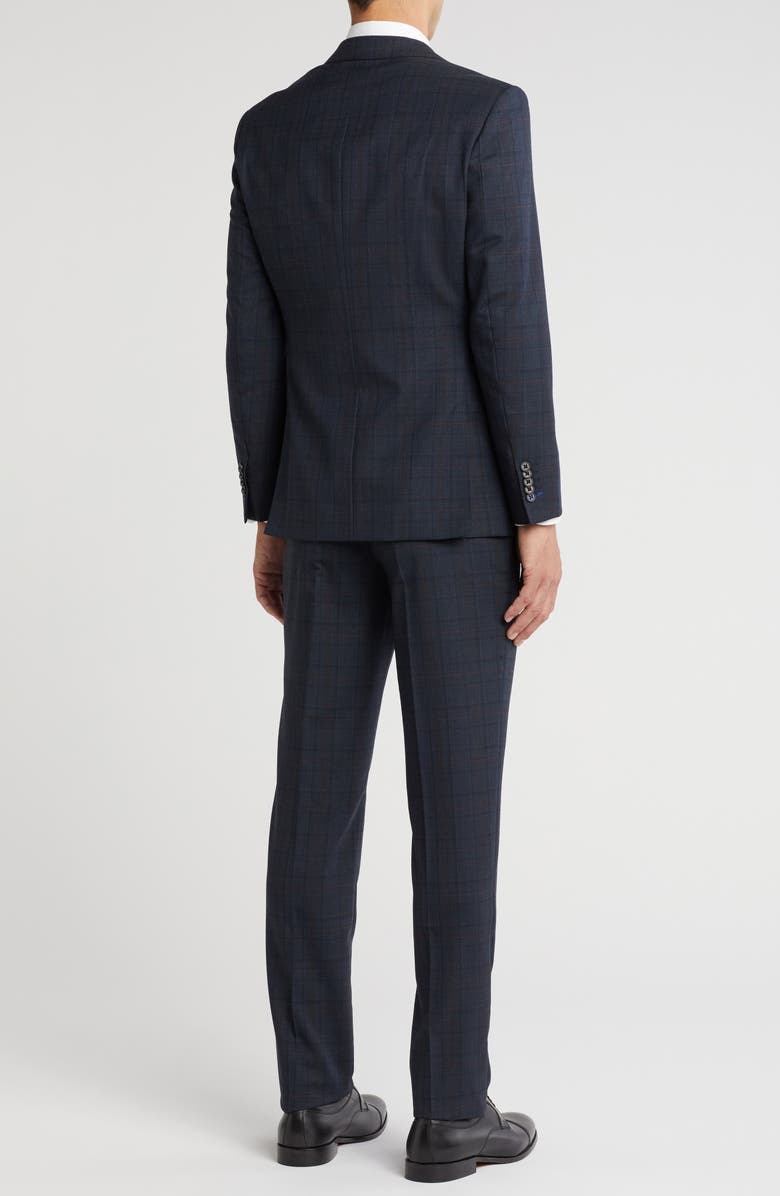 Plaid Trim Fit Peak Lapel Wool Blend Two-Piece Suit