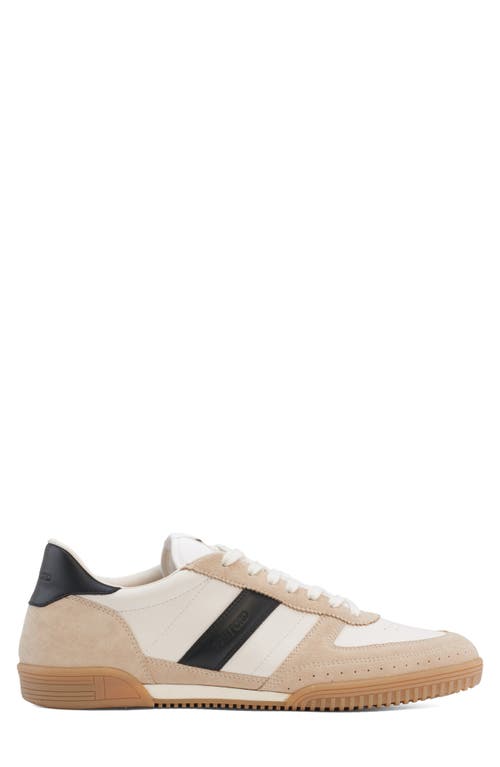 Tom Ford Terence Leather And Suede Sneakers In Dune/black Amber