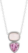 SAVVY CIE JEWELS Rose Quartz & Cubic Zirconia Pendant Necklace