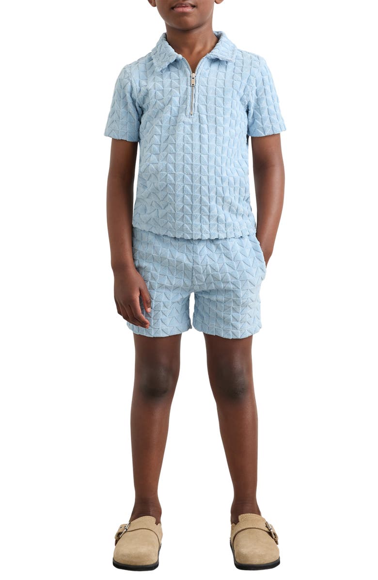 Reiss Kids' Jackson Cotton Blend Terry Polo, Alternate, color, Soft Blue