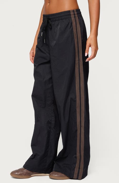 Edikted Kieran Stripe Nylon Track Pants In Black