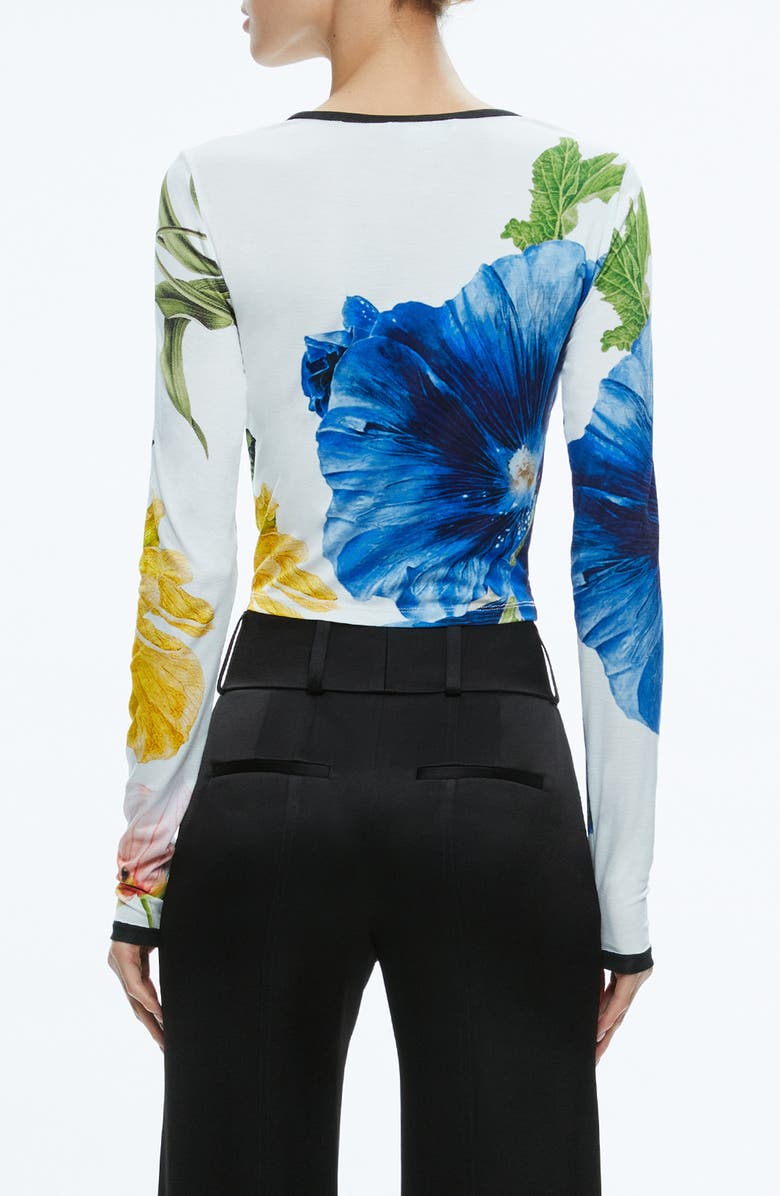 Alice + Olivia Delaina Floral Crewneck Crop Top, Alternate, color, 