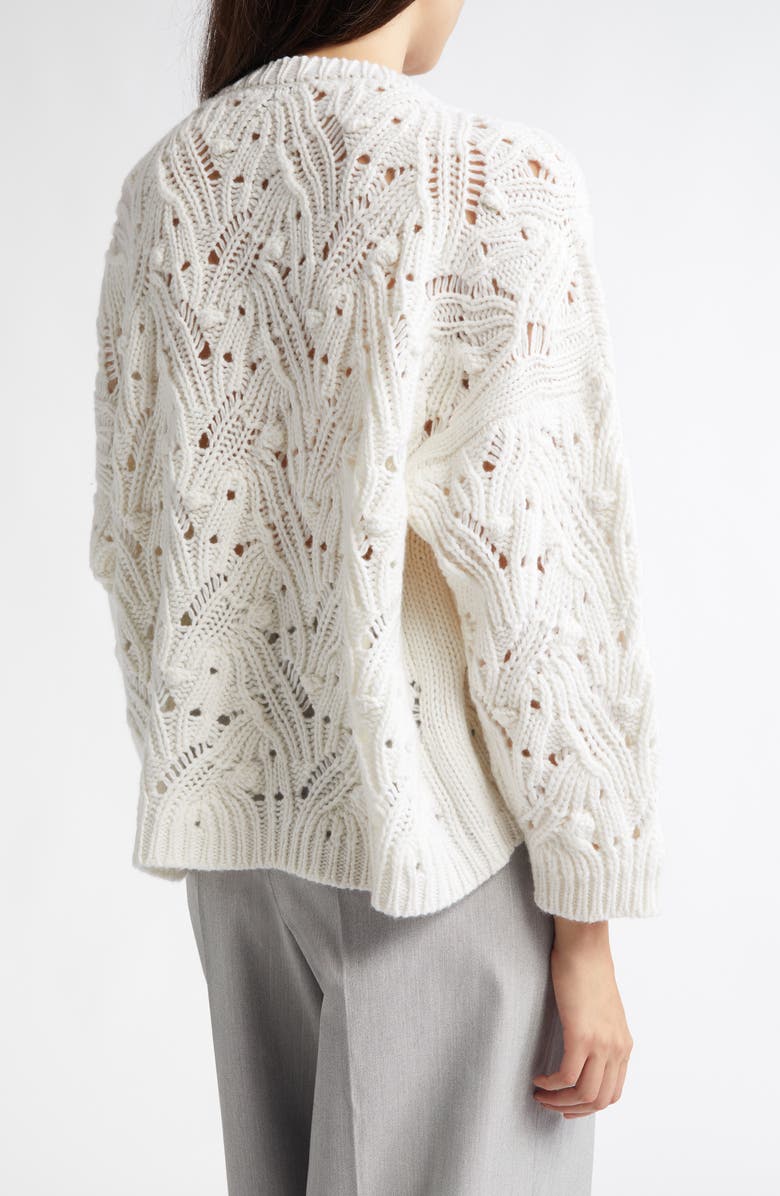 Johnstons of Elgin Slouch Lace Stitch Cashmere Sweater, Alternate, color, 