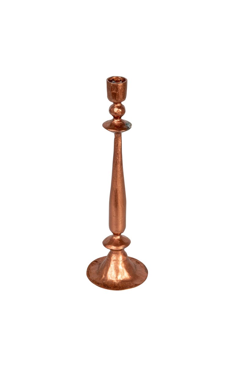 Storied Home 11.75 Round Hand-Forged Cast Metal Taper Holder, Copper Finish, Main, color, Copper