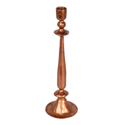 Storied Home 11.75 Round Hand-forged Cast Metal Taper Holder, Copper Finish In Brown