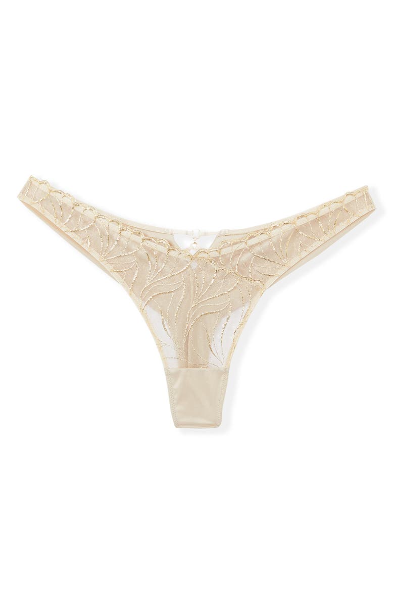 Etam Envolee Tanga Panties, Alternate, color, Beige/ Gold