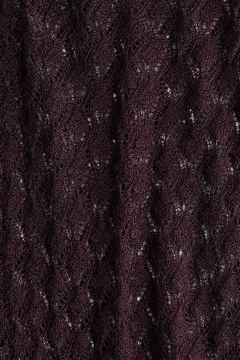 Shimmery Pointelle-knit Top, Alternate, color, Plum red
