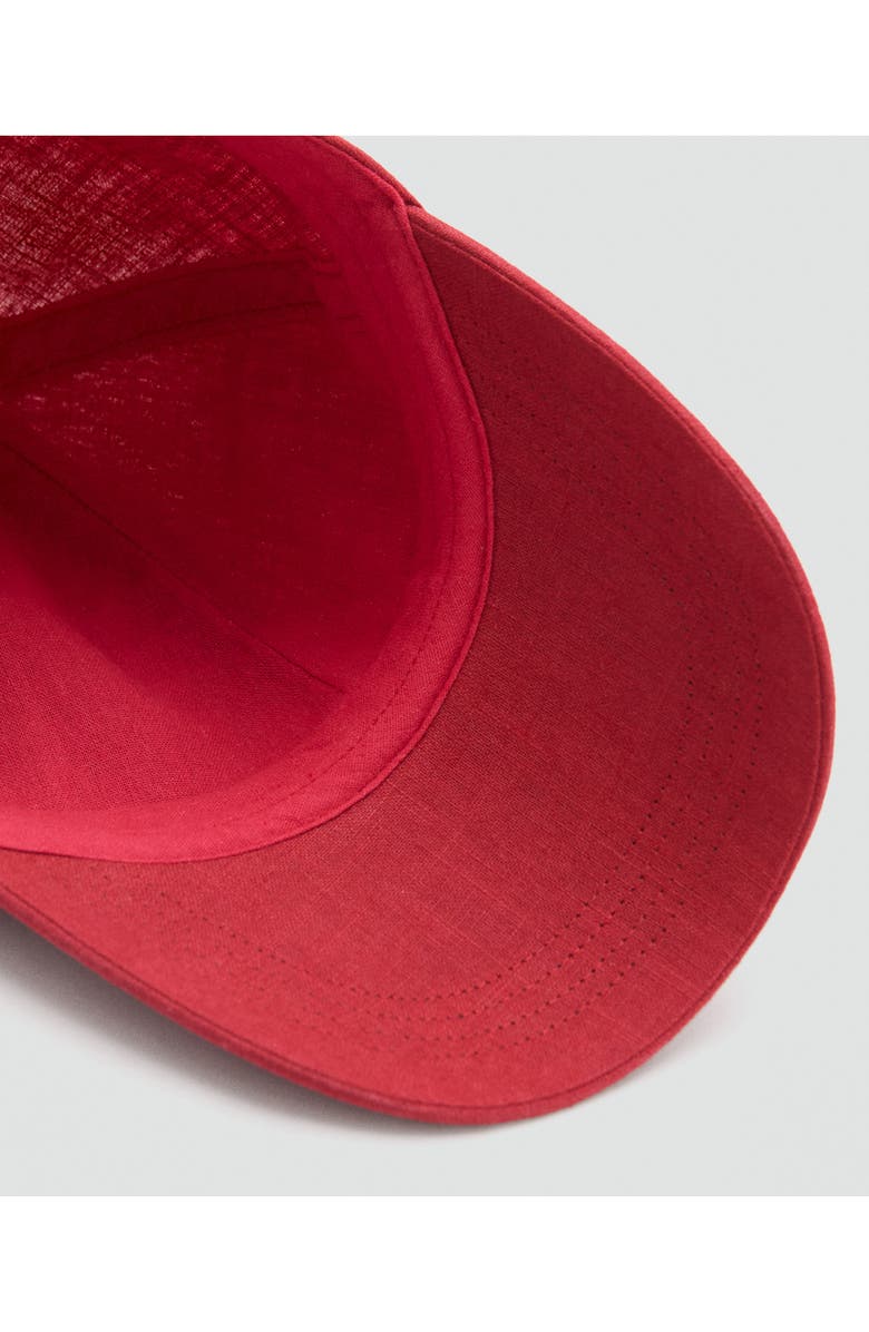MANGO Embroidered Cotton & Linen Baseball Cap, Alternate, color, Red