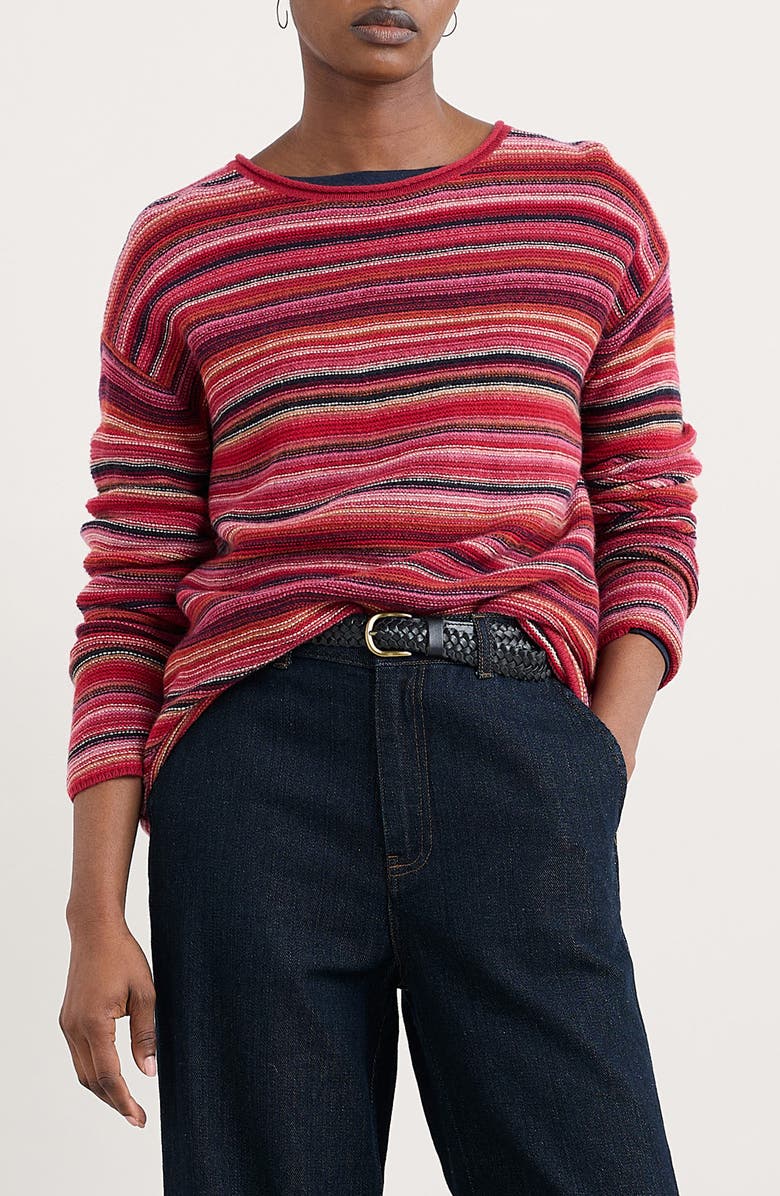 Seasalt Cornwall Fruity II Stripe Merino Wool Blend Sweater, Main, color, Knit Ripple Marks Clove Multi