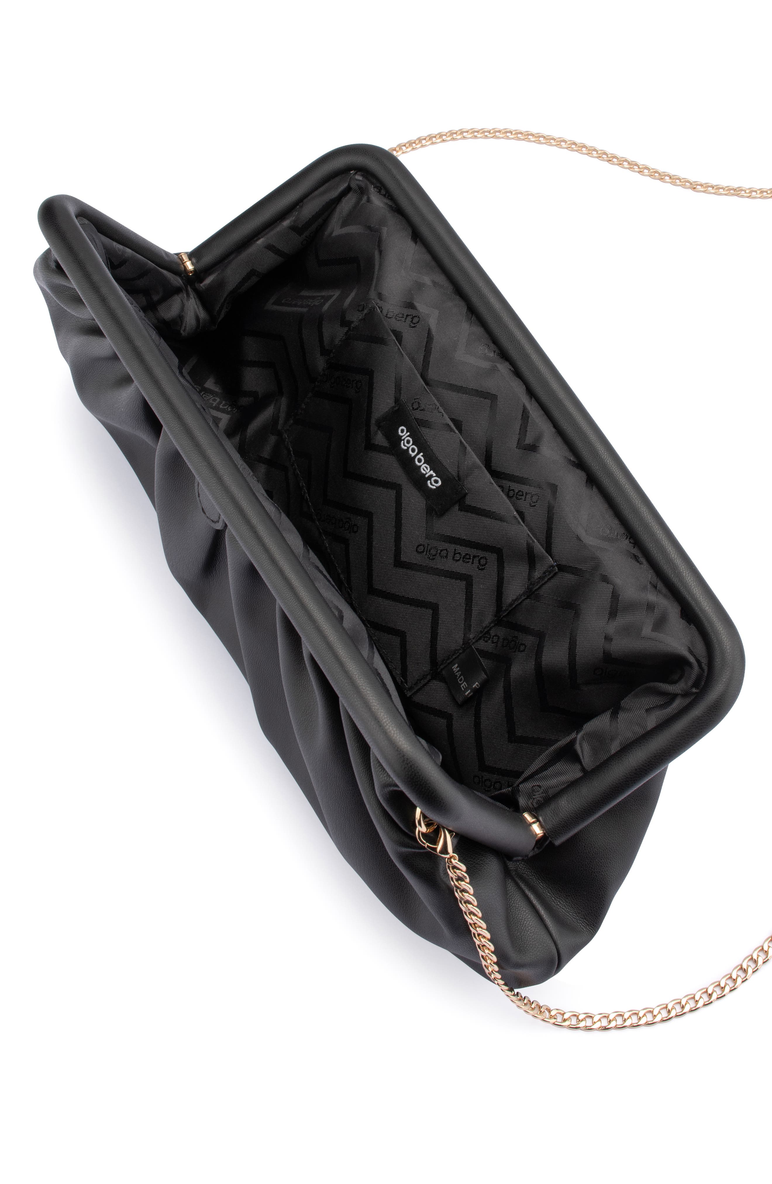 Olga Berg Catherine Frame Clutch, Alternate, color, Black
