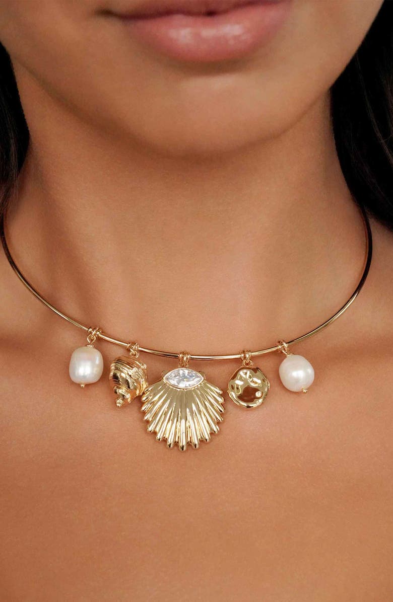 Ettika Endless Shores Charm Necklace, Alternate, color, Gold