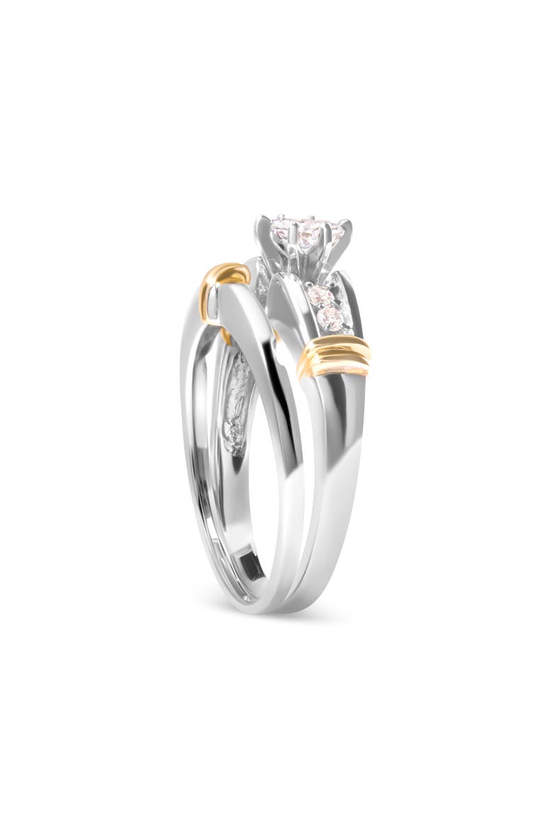 14K Yellow and White Gold 1/3 Cttw Diamond Engagement Ring Set, Alternate, color, Yellow