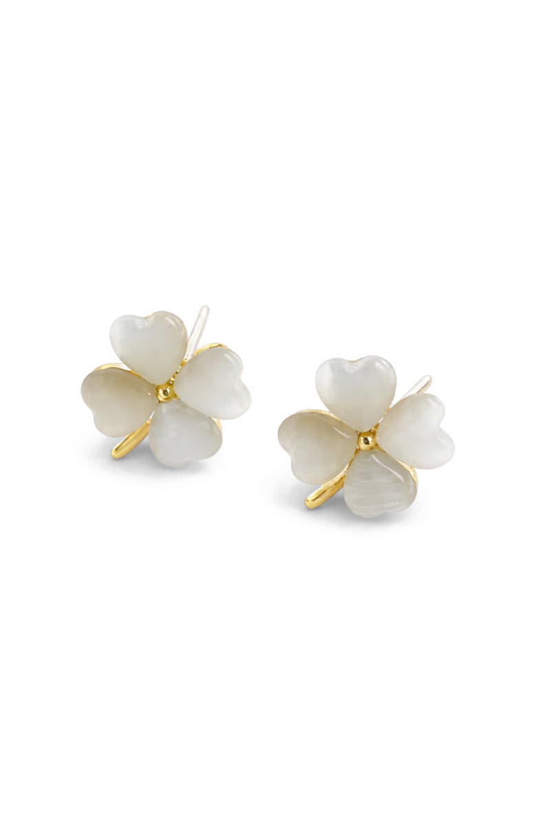 Erin McDermott Jewelry Mother of Pearl Heart Clover Earrings, Main, color,