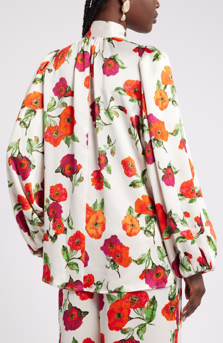 Nordstrom x Harlem's Fashion Row Harbison Romantic Floral Tie Neck Top, Alternate, color, 