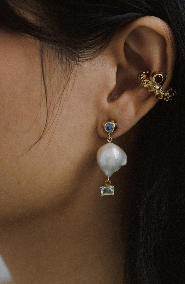 FARIS Freshwater Pearl Mismatched Drop Earrings, Alternate, color,