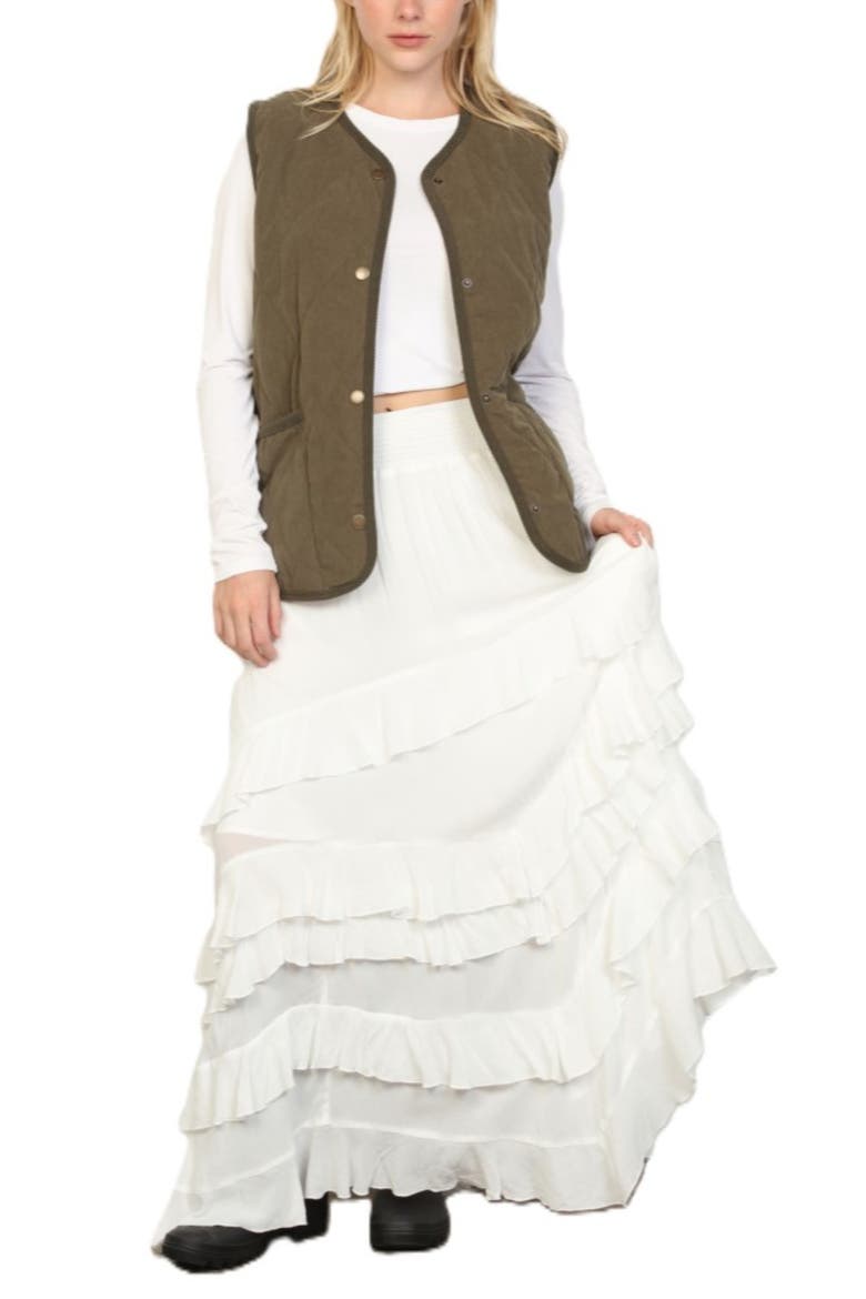 Diamond Quilted Baby Cord Vest, Alternate, color, OLIVE