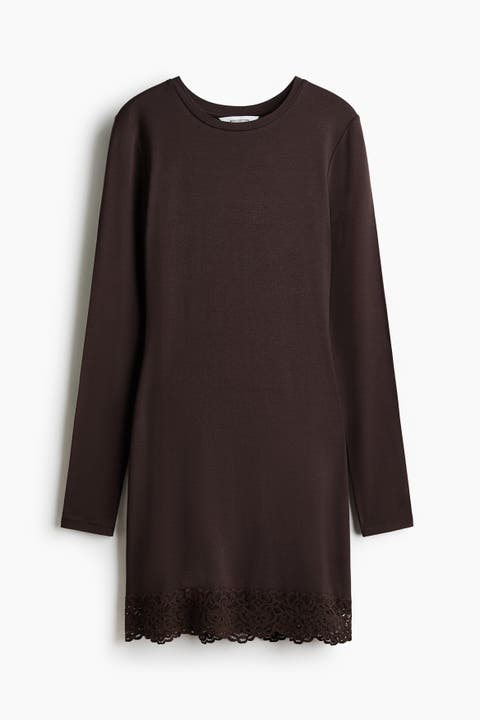 Lace-trimmed Jersey Dress