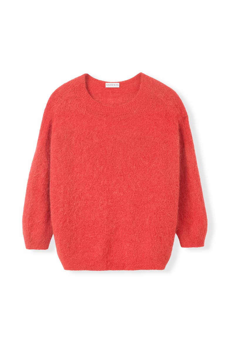 Crew Neck Alpaca Sweater, Alternate, color, Red Orange