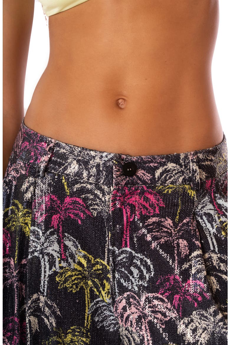 Neon Palmery Stella Cover-Up Pants, Alternate, color, BLACK