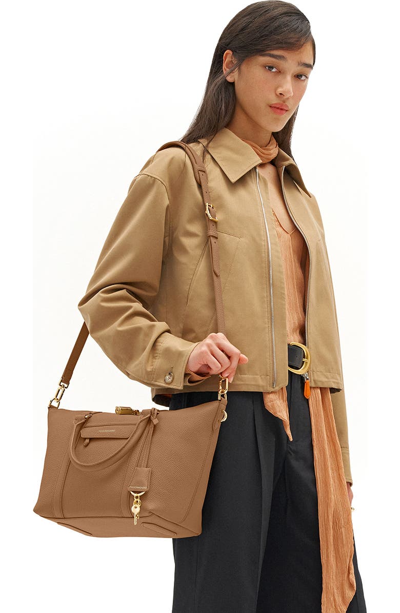 MAISON de SABRÉ Small Leather Weekender Bag, Alternate, color, Sandstone Brown