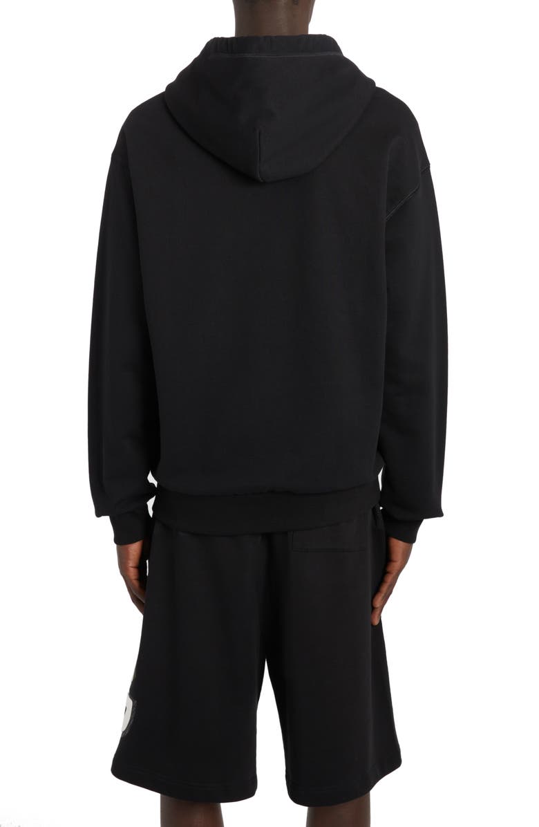 Dolce&Gabbana Logo Plate Cotton Hoodie, Alternate, color, N0000 Nero