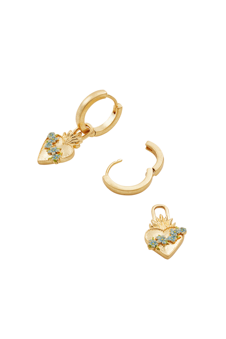 Sacred Heart Huggie Earrings, Alternate, color, Gold