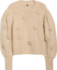 FARM Rio 3D Crochet Flower Crewneck Sweater