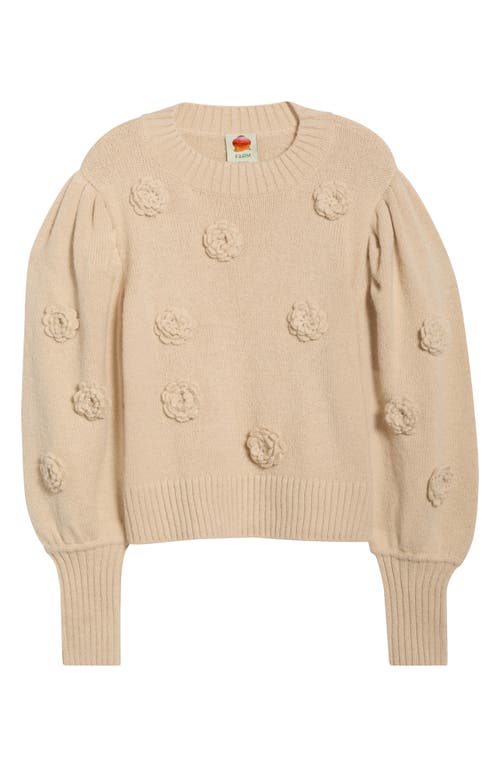 Farm Rio 3d Crochet Flower Crewneck Sweater In Neutral