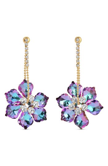 Eye Candy Los Angeles Jia Crystal Statement Drop Earrings In Gold