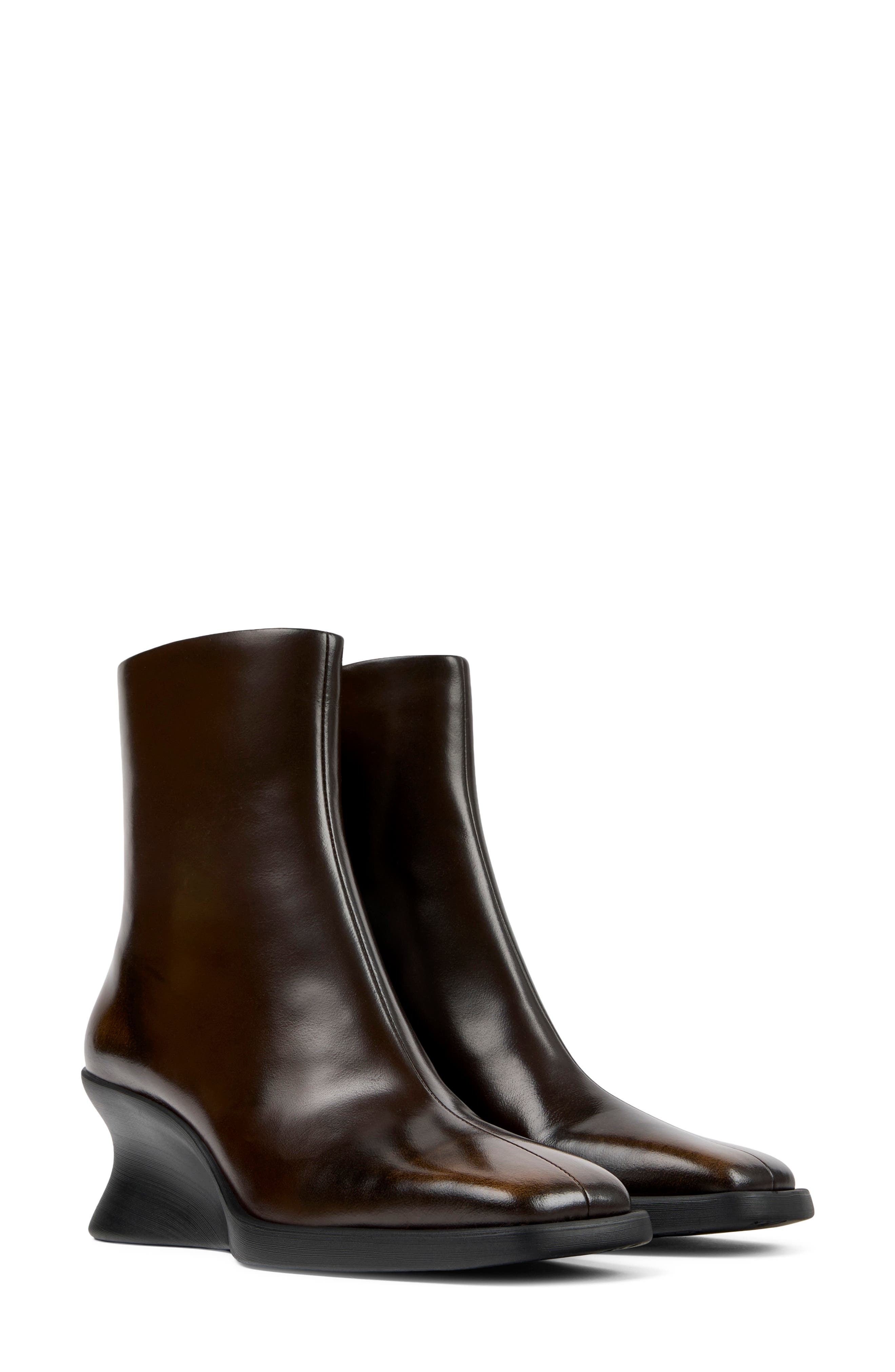 Louise Wedge Boot, Main, color, DARK BROWN