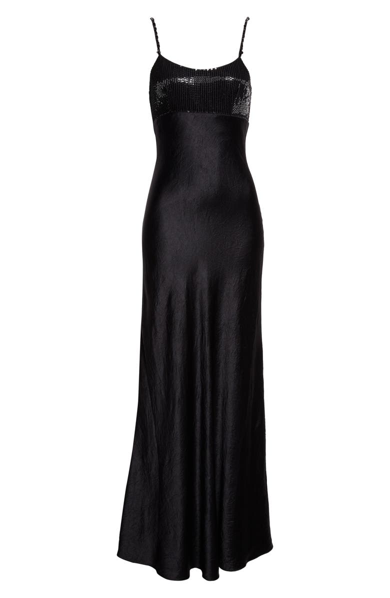 Jason Wu Collection Washed Twill & Sequin Gown, Alternate, color, Black