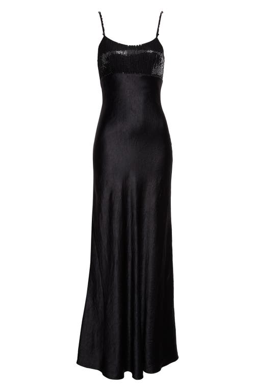 Jason Wu Collection Washed Twill & Sequin Gown In Black