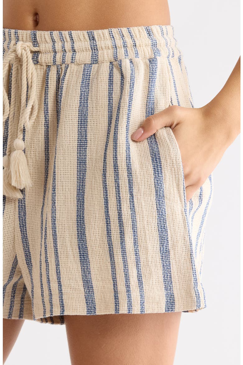 Stripe Cotton Drawstring Shorts, Alternate, color, BEIGE/ BLUE STRIPE