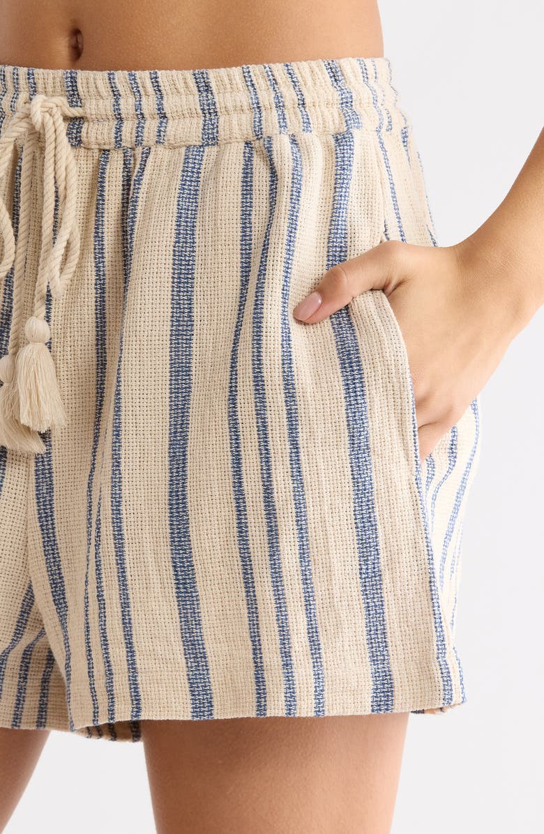 Elan Stripe Cotton Drawstring Shorts, Alternate, color, Beige/ Blue Stripe