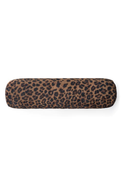 Ugg (r) Everett Faux Fur Bolster Accent Pillow In Black Leopard