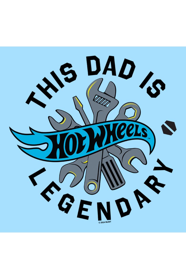 Mens Hot Wheels This Dad Is Legendary T Shirt, Alternate, color, Light Blue