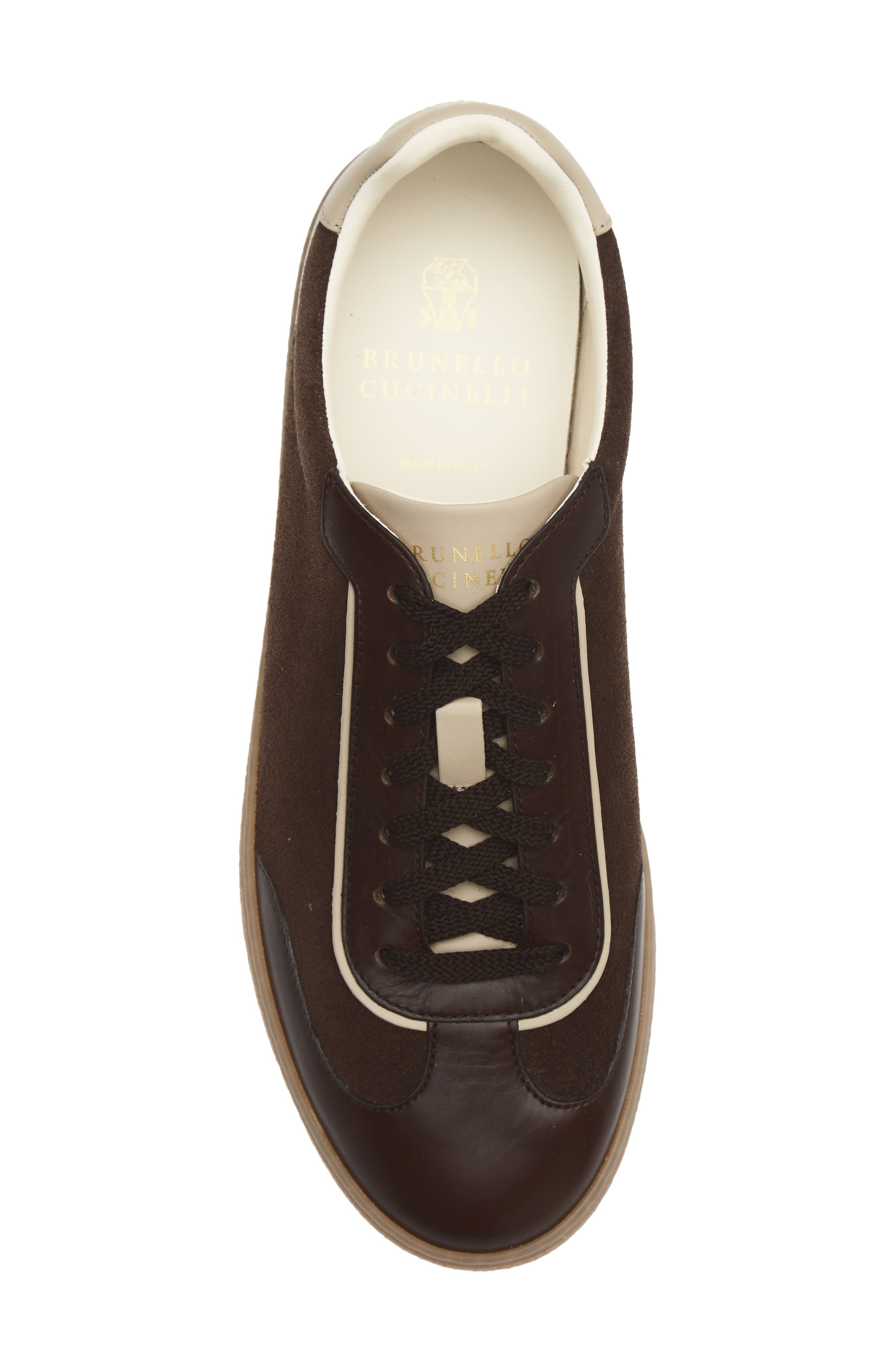 Mixed T-Toe Leather Sneaker, Alternate, color, CXY42 BROWN