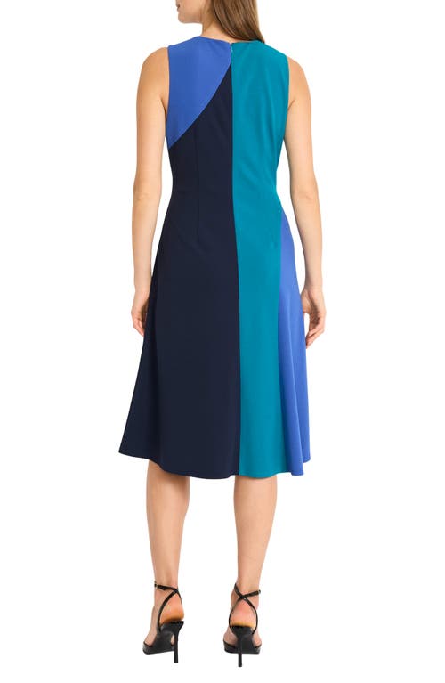 Maggy London Colorblock Sleeveless Fit & Flare Midi Dress In Purple