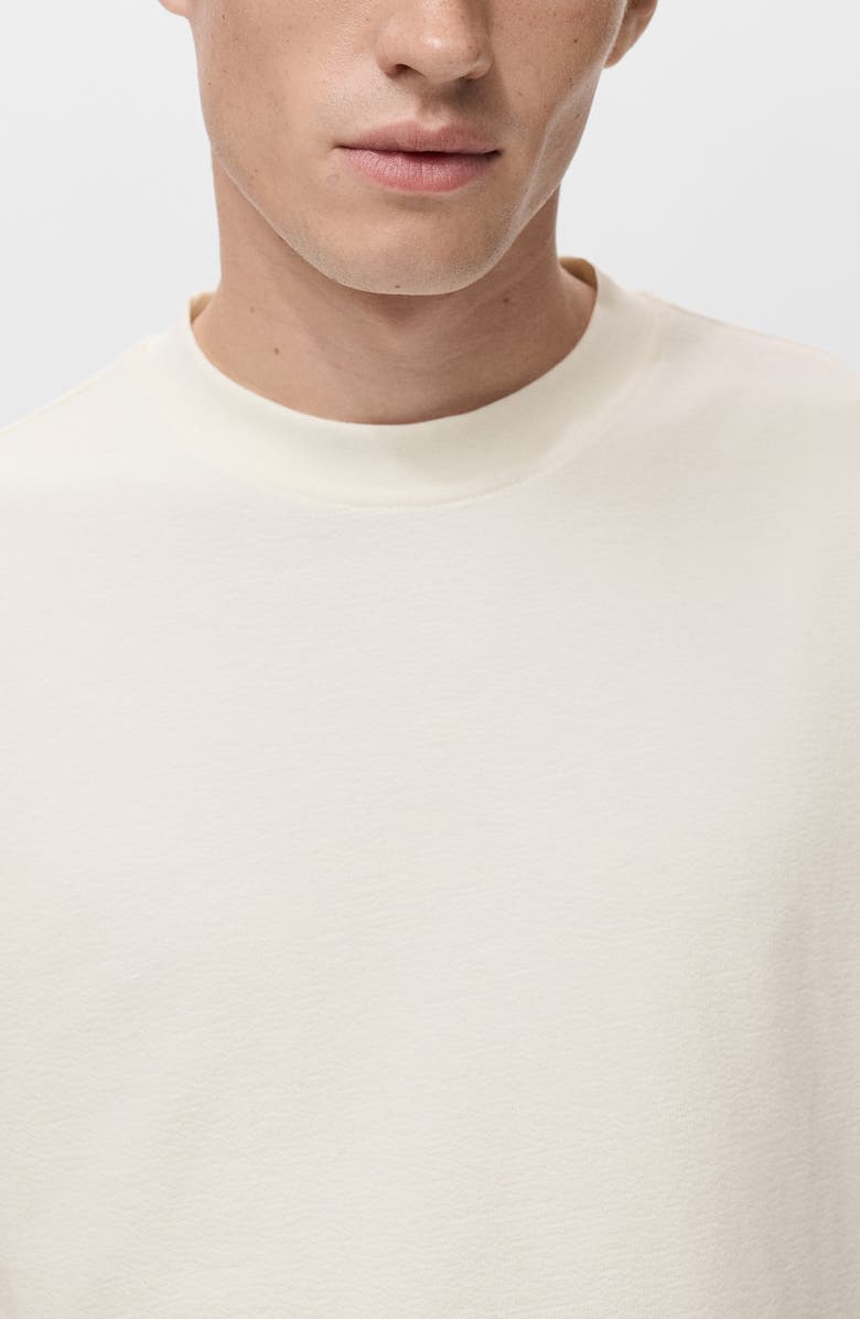 MANGO Cotton Fleece Crewneck Top, Alternate, color, White