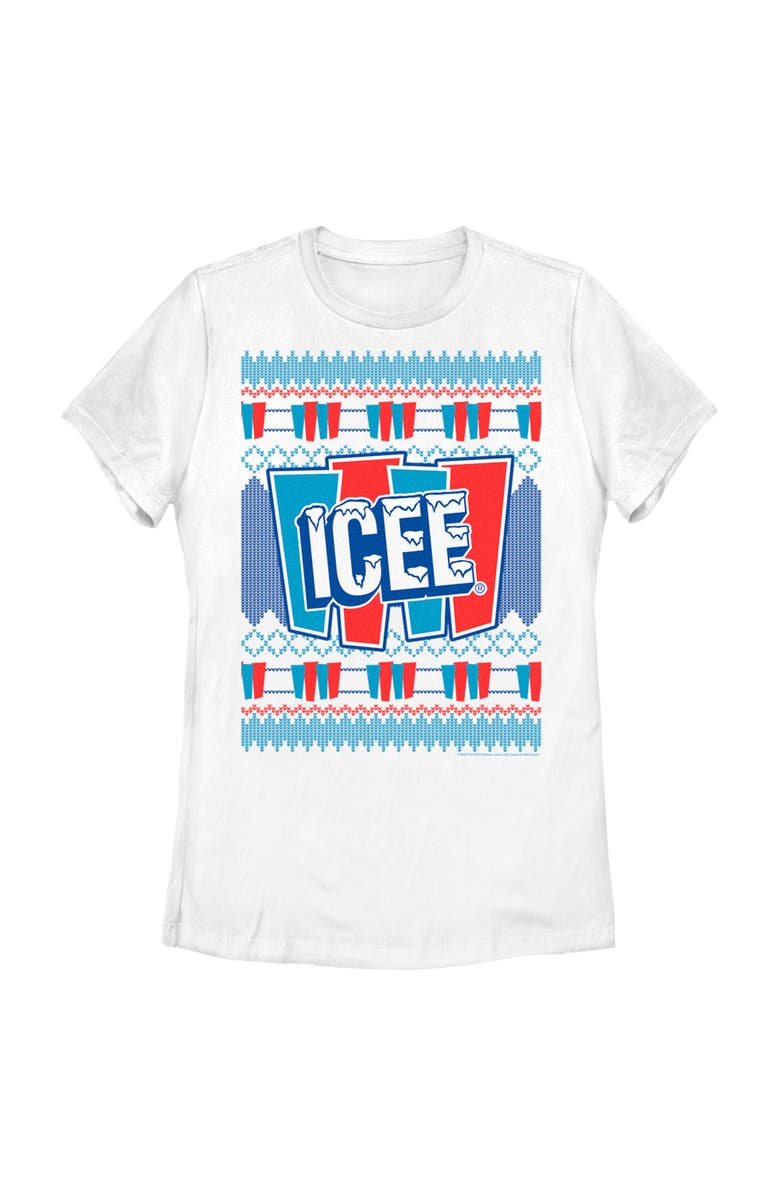 ICEE Women's ICEE Retro Ugly Sweater Graphic T-Shirt, Main, color, White