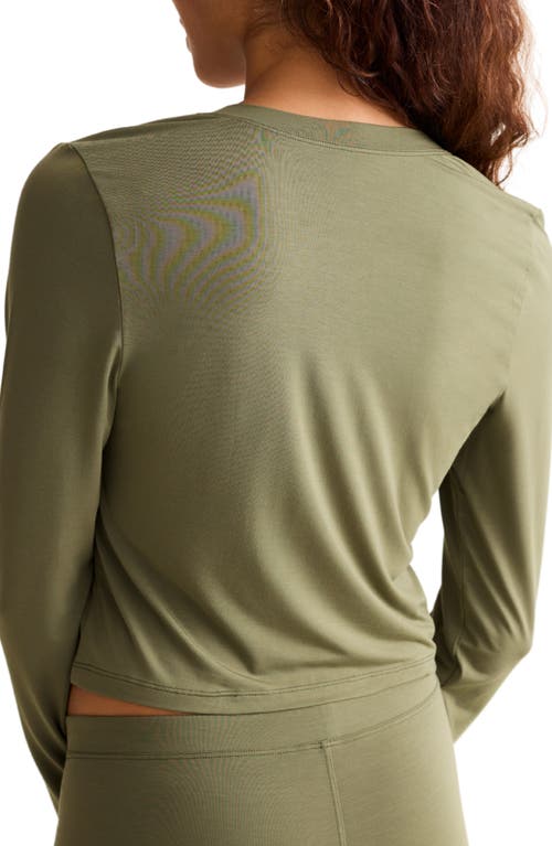 Fleur't Henley Crop Pajama Top In Gray