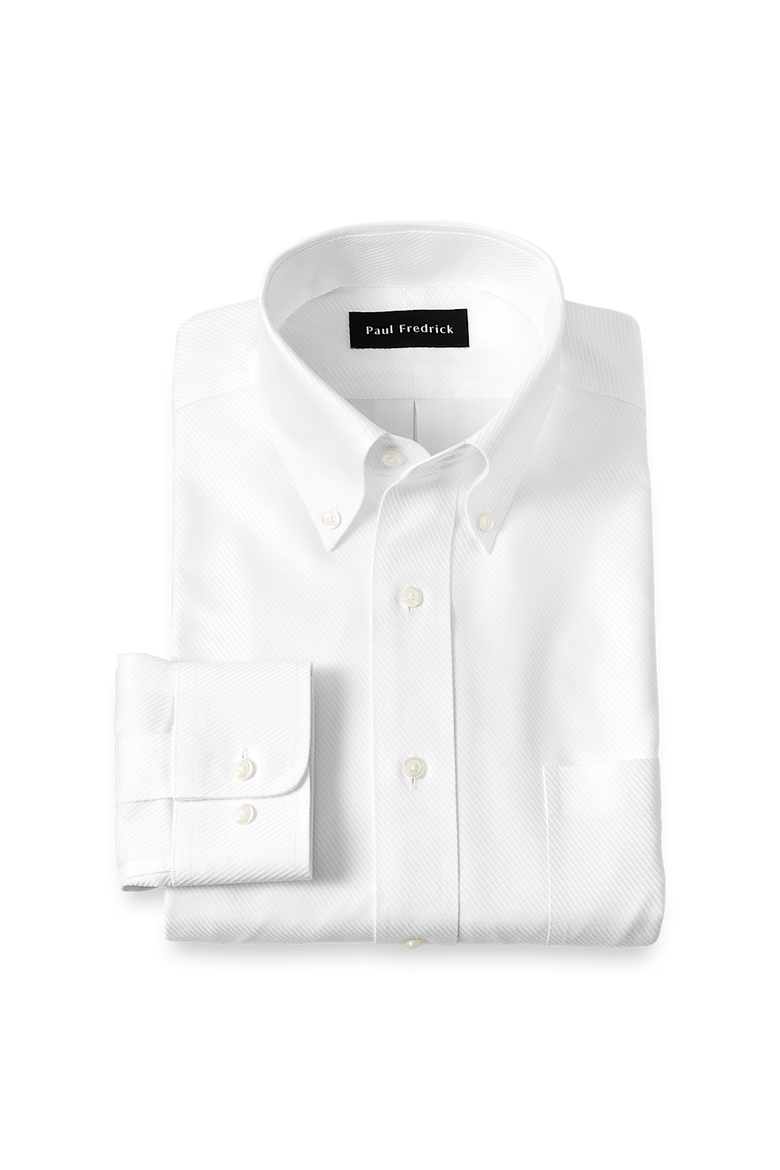 Non-iron Cotton Twill Button Down Collar Dress Shirt, Main, color, White
