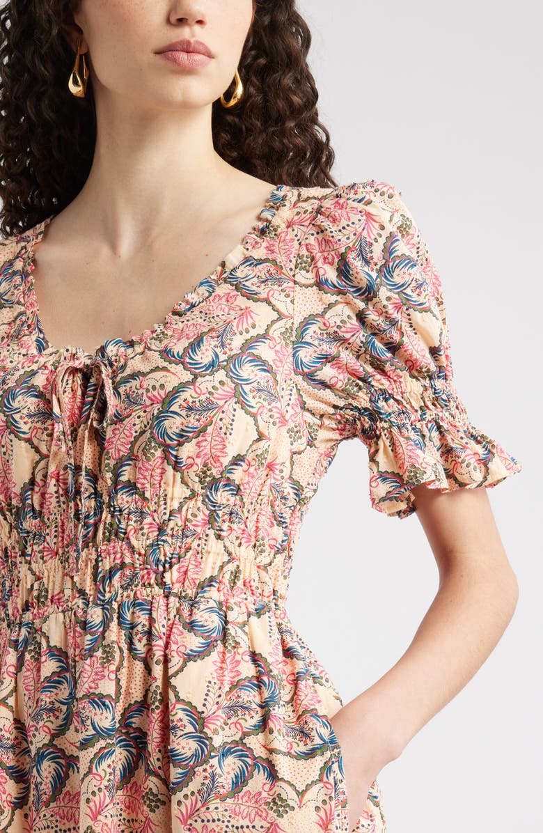 Chelsea28 Smocked Waist Maxi Dress, Alternate, color, Orange-Navy Foliage Medallion