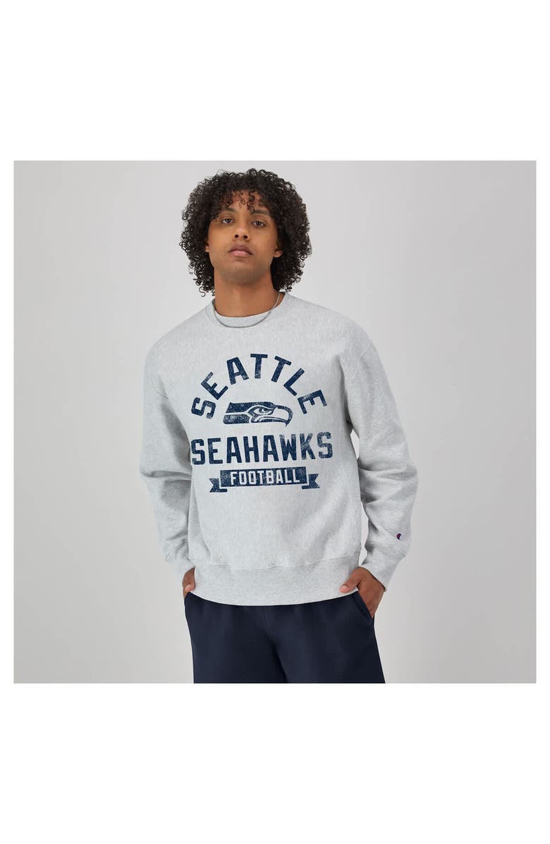 Champion Men's Champion Heather Gray Seattle Seahawks Reverse Weave Fleece Pullover Sweatshirt, Alternate, color, Heather Gray